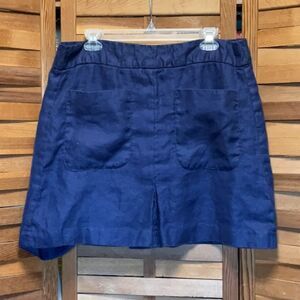 Ann Taylor LOFT Navy Blue Linen Mini Skirt Women’s 14 Polyester Lining